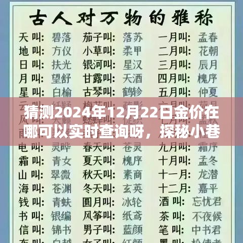 探秘小巷宝藏，神秘小店实时查询2024年12月22日金价