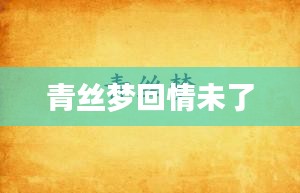 青丝梦回情未了