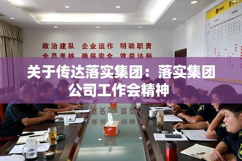 关于传达落实集团：落实集团公司工作会精神 