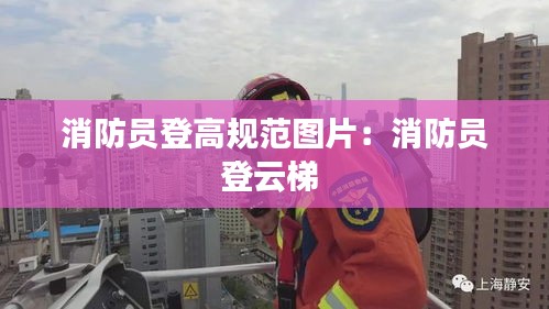 消防员登高规范图片：消防员登云梯 