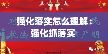 强化落实怎么理解：强化抓落实 