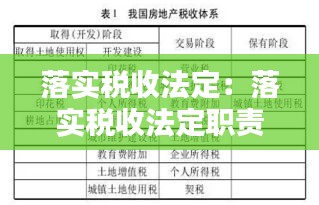 落实税收法定：落实税收法定职责 