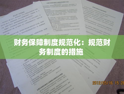 财务保障制度规范化：规范财务制度的措施 