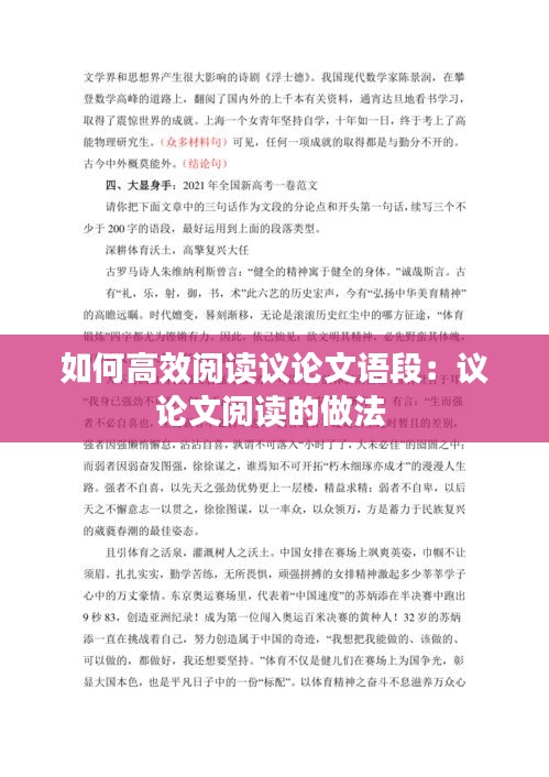 如何高效阅读议论文语段：议论文阅读的做法 