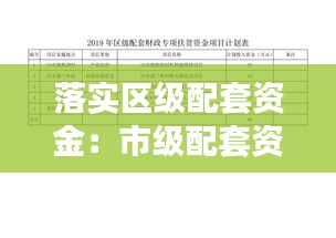 落实区级配套资金：市级配套资金 