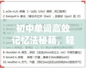 初中单词高效记忆法秘籍，轻松掌握词汇技巧！