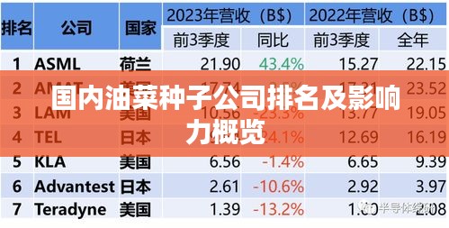 国内油菜种子公司排名及影响力概览