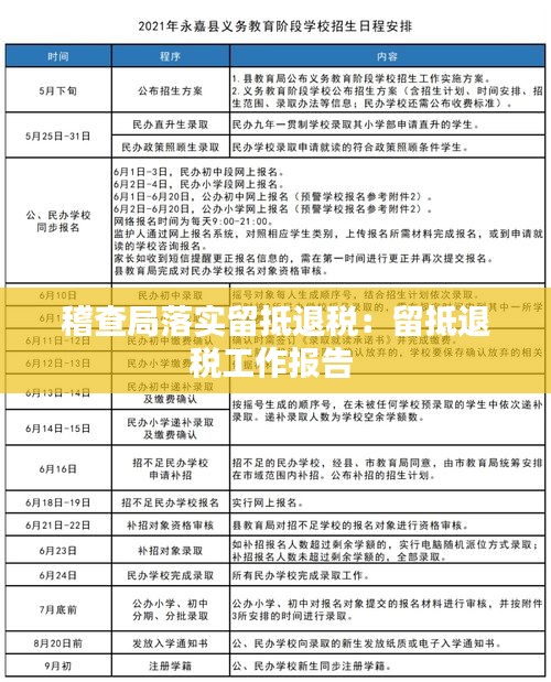 稽查局落实留抵退税：留抵退税工作报告 