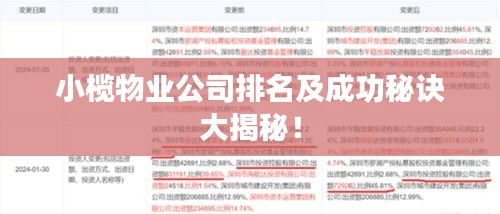 小榄物业公司排名及成功秘诀大揭秘！