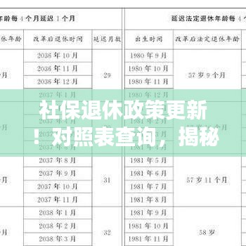 社保退休政策更新！对照表查询，揭秘你的退休权益与待遇保障！
