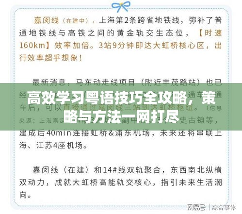高效学习粤语技巧全攻略，策略与方法一网打尽