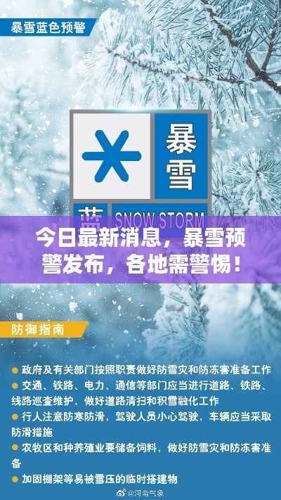 今日最新消息，暴雪预警发布，各地需警惕！