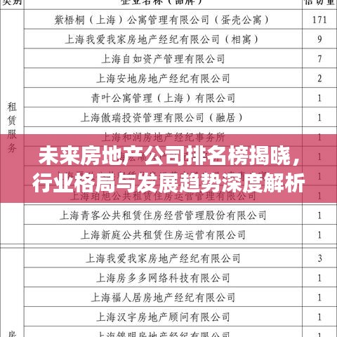 未来房地产公司排名榜揭晓，行业格局与发展趋势深度解析